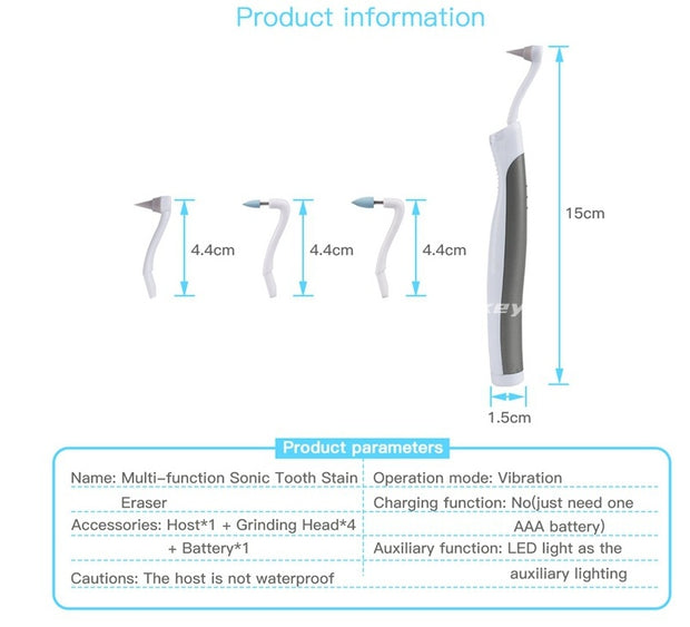 1 set 3 têtes Blanchiment Des Dents Sonic Vibration LED Lumière Ramasser Dentaire Stain Eraser dentiste outil Kit enlever le tartre gencives massage S37